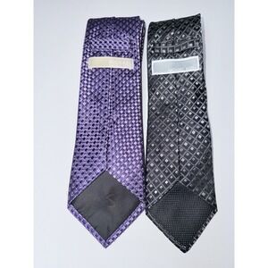 Michael Kors Silk Tie Lot of 2 Black & Purple Geometric Pattern‎ Formal Neckties